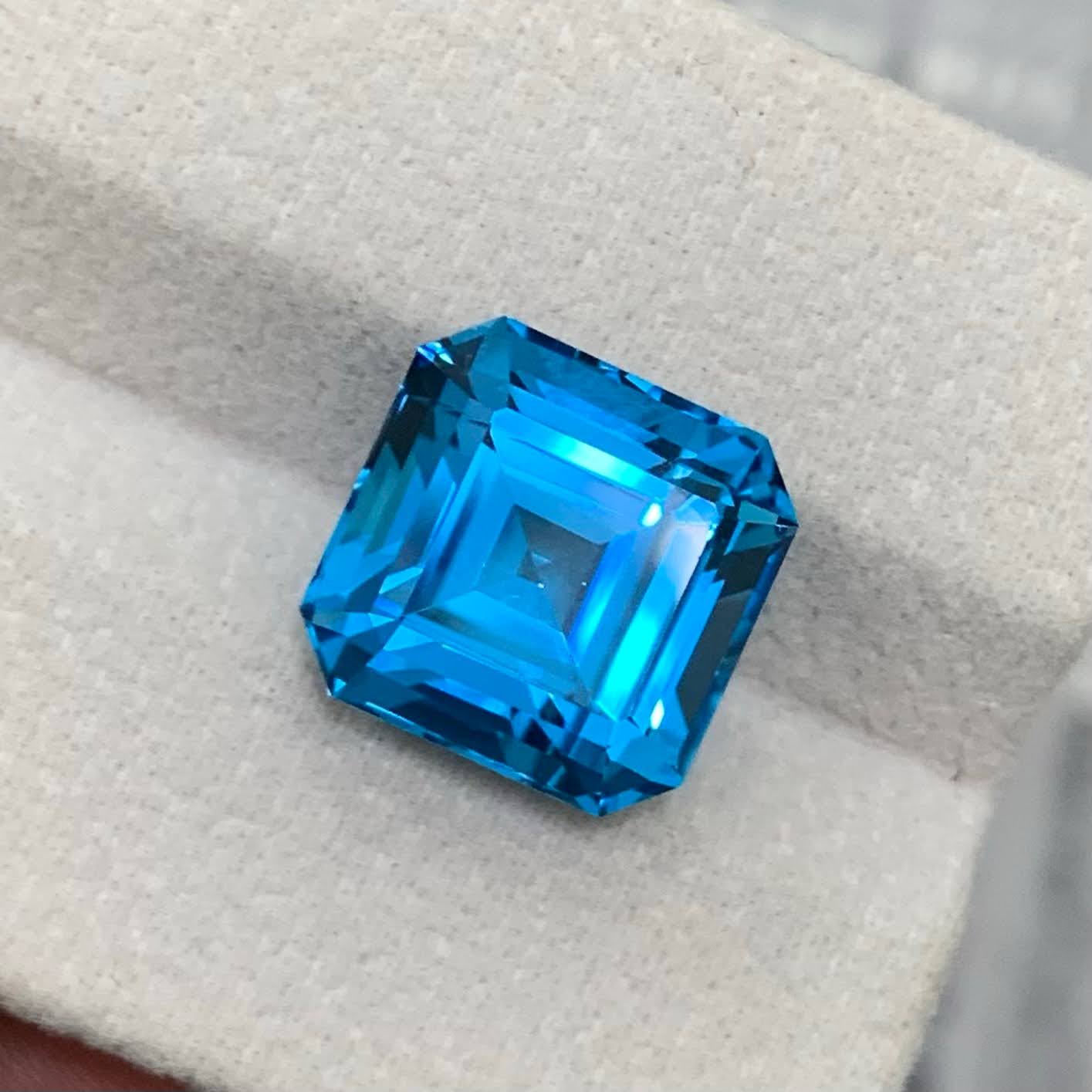 Natural Electric Blue Topaz 12.98 Ct Asscher Cut Loose Gemstone | Brazil Blue Topaz | Loupe Clean Heated Gem for Jewelry