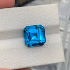 Natural Electric Blue Topaz 12.98 Ct Asscher Cut Loose Gemstone | Brazil Blue Topaz | Loupe Clean Heated Gem for Jewelry
