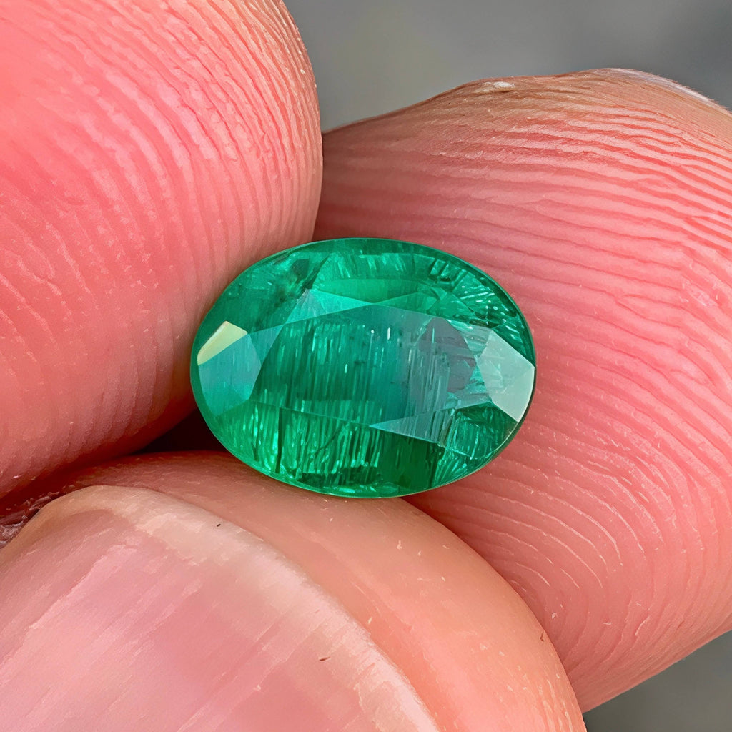 Natural Zambian Emerald 1.49 Ct Oval Faceted Loose Gemstone | SI Clarity Minor Oil | Genuine Emerald for Fine Jewelry