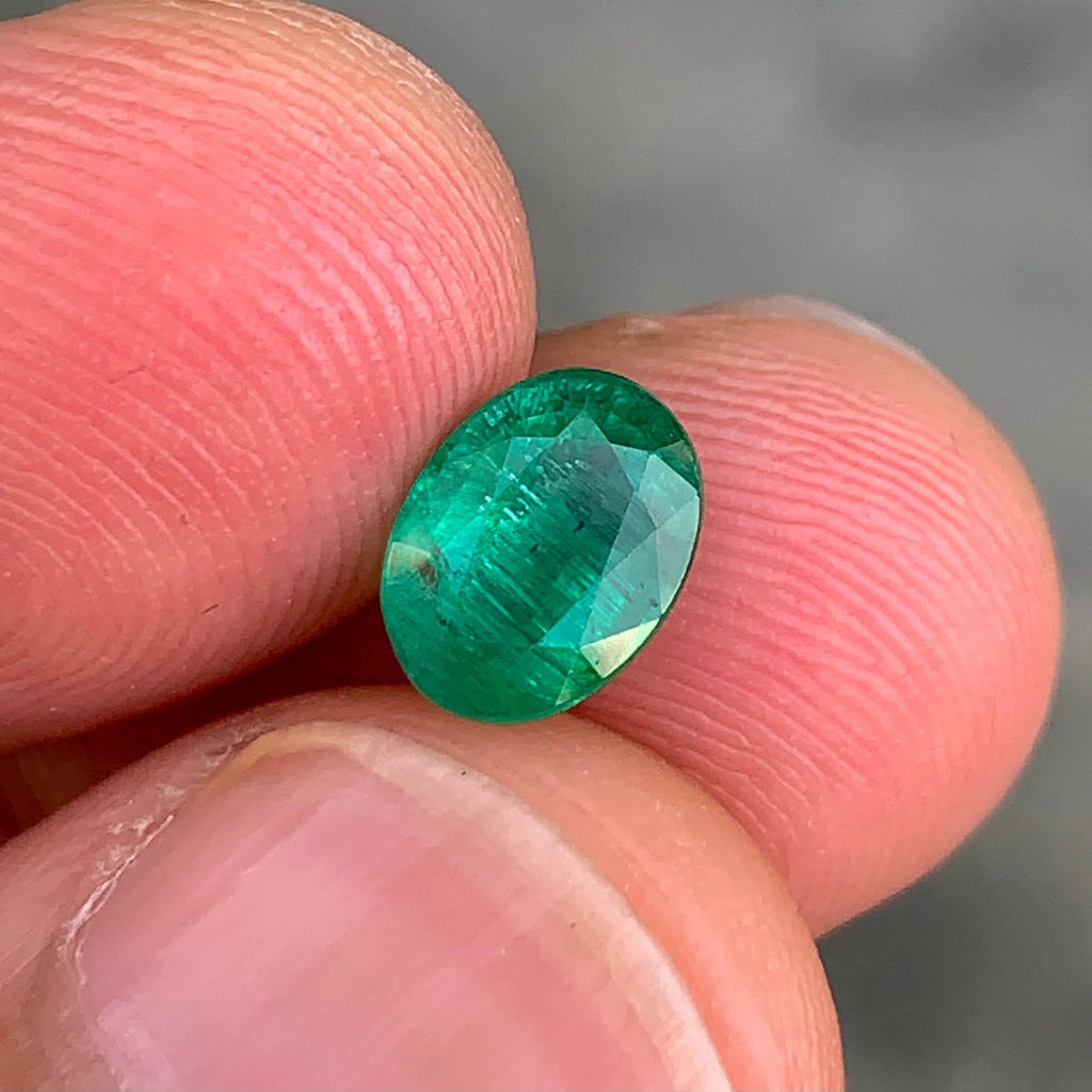 Natural Zambian Emerald 1.49 Ct Oval Faceted Loose Gemstone | SI Clarity Minor Oil | Genuine Emerald for Fine Jewelry
