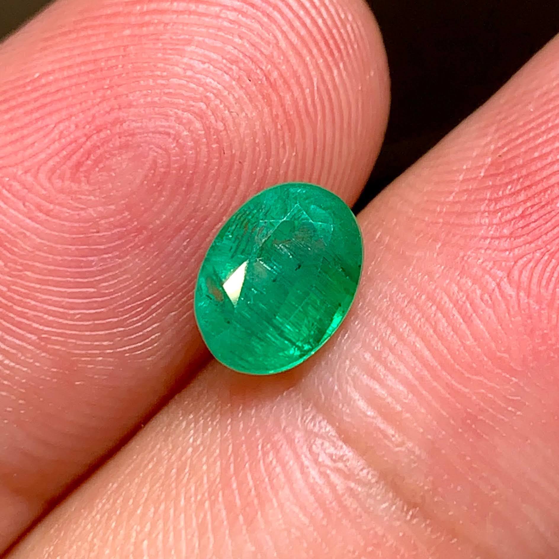 Natural Zambian Emerald 1.49 Ct Oval Faceted Loose Gemstone | SI Clarity Minor Oil | Genuine Emerald for Fine Jewelry