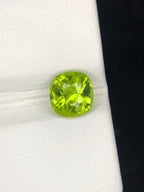 Natural Peridot Stone: 1.90 ct Faceted Cushion Cut Gemstone