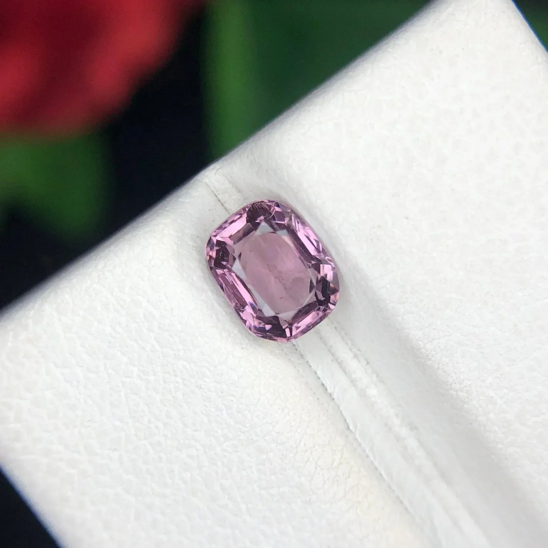 1.45 Carat Pinkish Gray Spinel Gemstone: Burmese Cushion Cut, SI Clarity - Splendor Gems