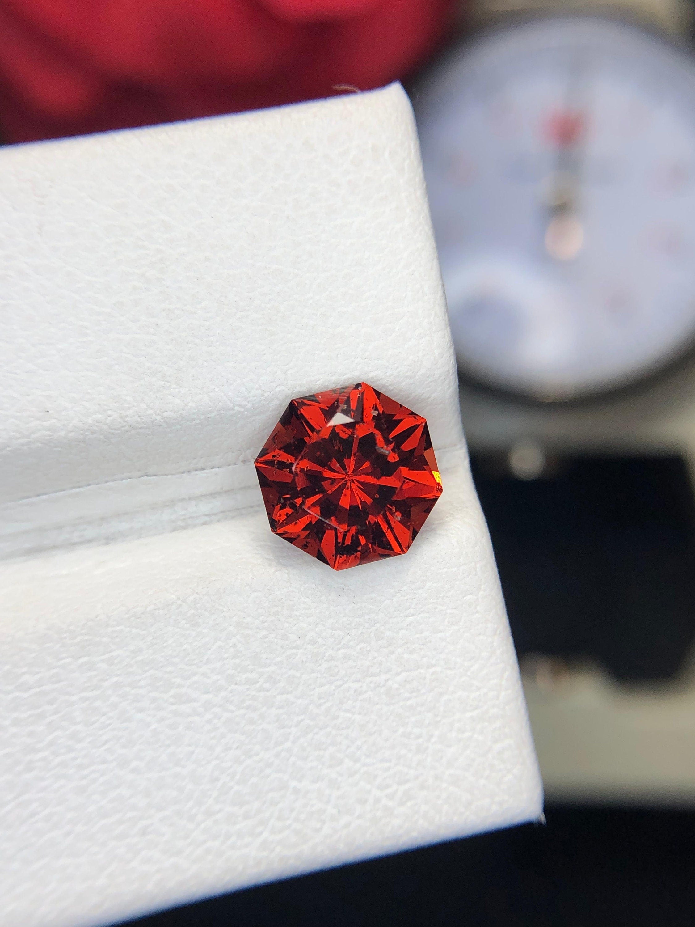 Lava Red Spessartine Garnet: 2.75 Carat Gemstone (8x8x5.5mm)