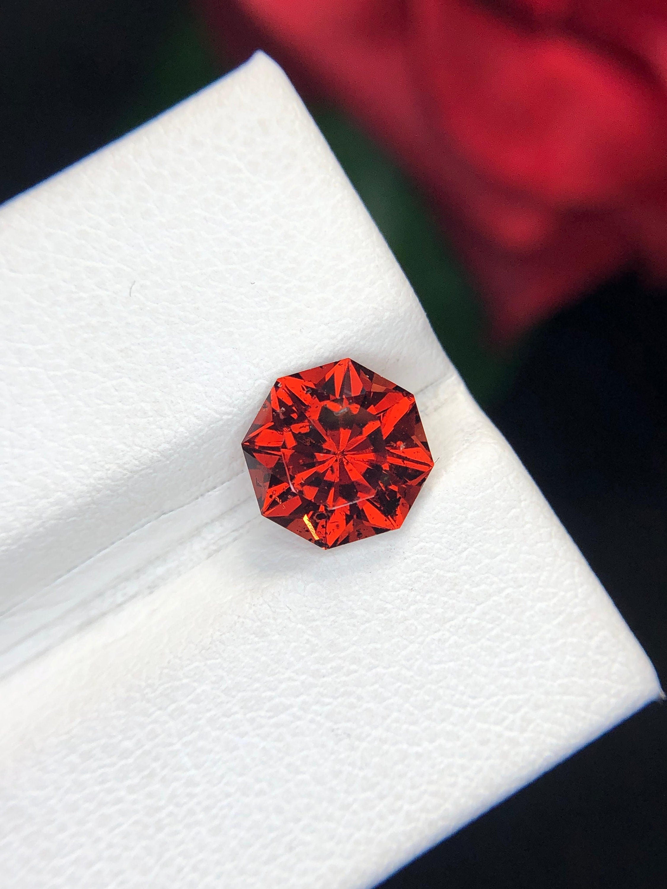 Lava Red Spessartine Garnet: 2.75 Carat Gemstone (8x8x5.5mm)