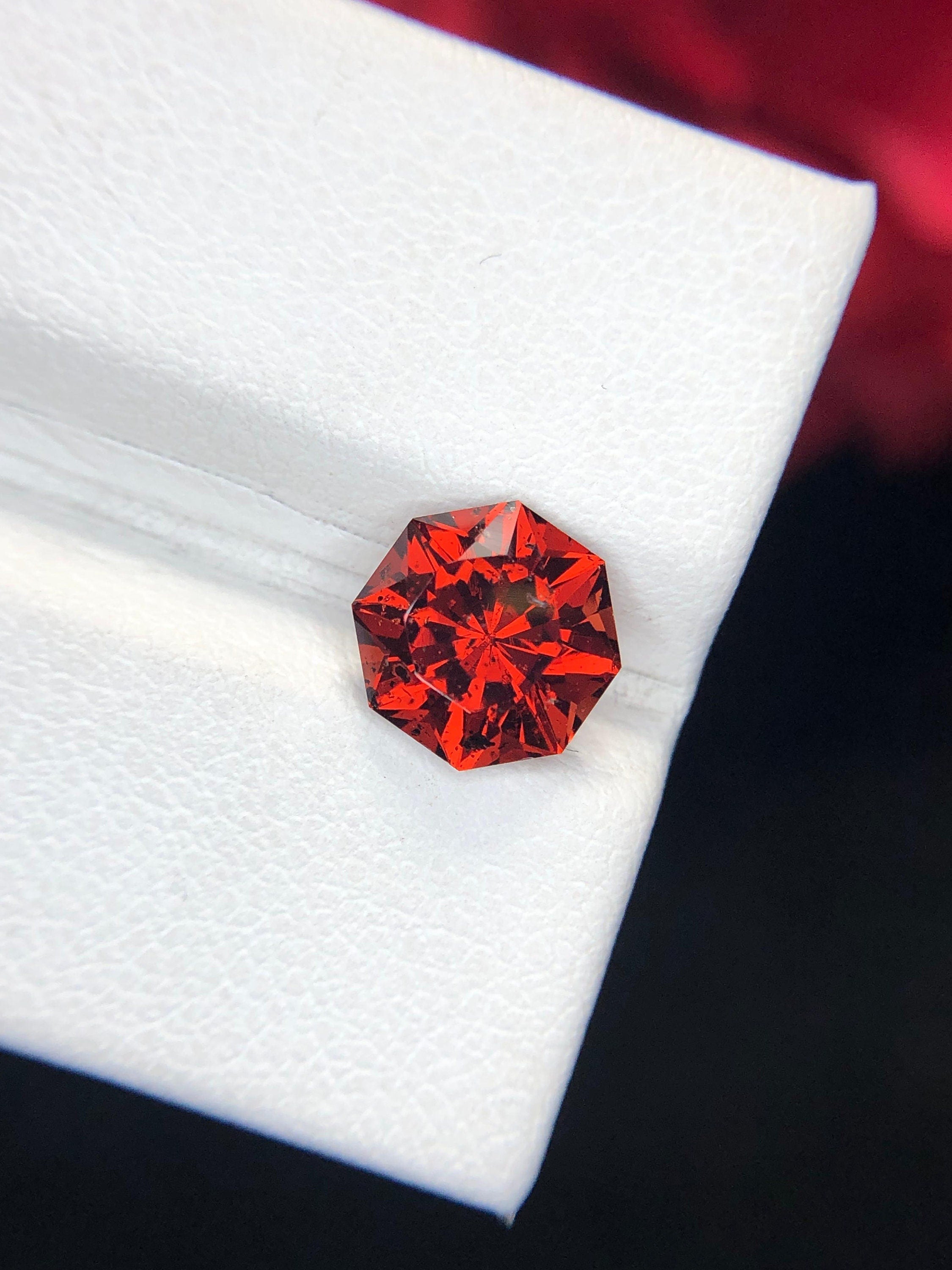 Lava Red Spessartine Garnet: 2.75 Carat Gemstone (8x8x5.5mm)