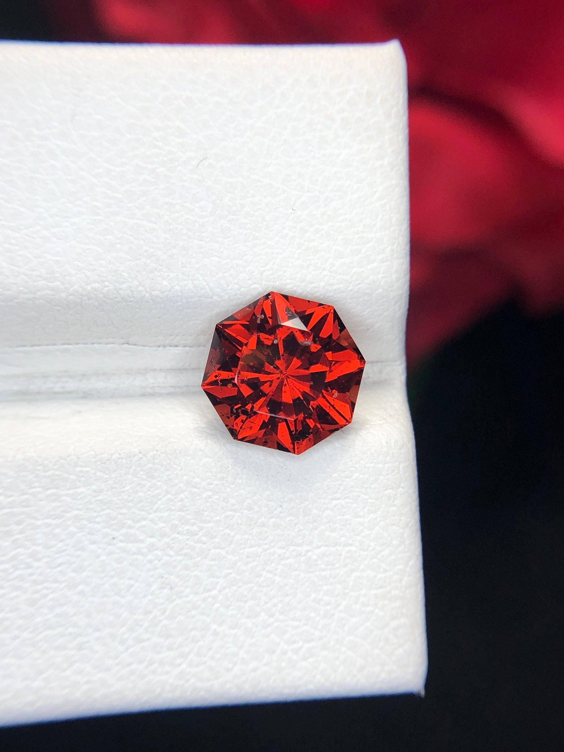Lava Red Spessartine Garnet: 2.75 Carat Gemstone (8x8x5.5mm)