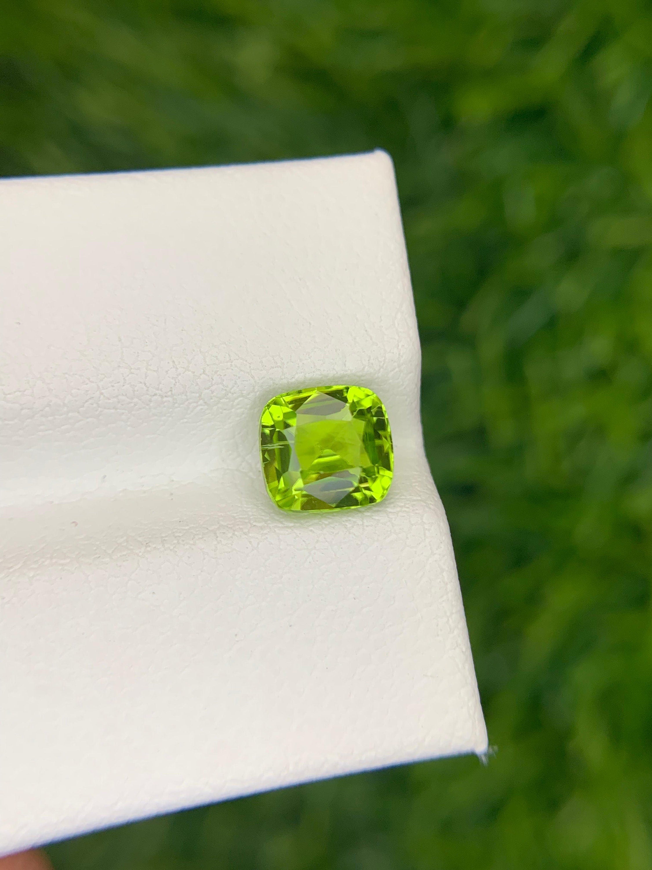 Neon Yellow Peridot: AAA Clarity, Precision Cut, 1.55 ct (6.5 x 6.2 mm)