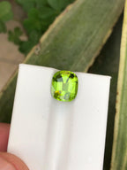 Lime Green Faceted Peridot Gemstone: 3.10 Carat, Kohisan Origin