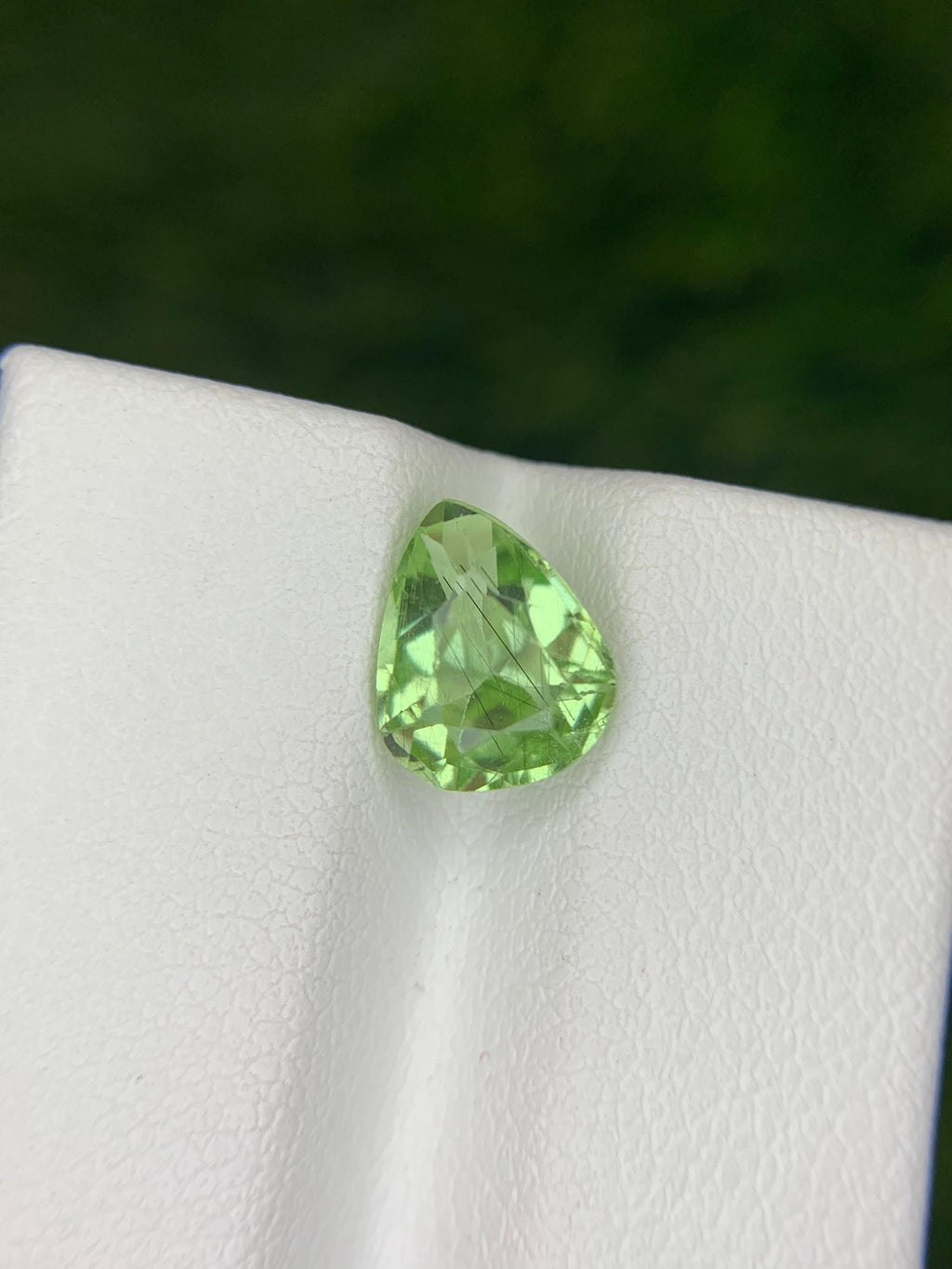 Light Green Pear Peridot Gemstone: Natural Rutile August Birthstone, 1.85 Carat
