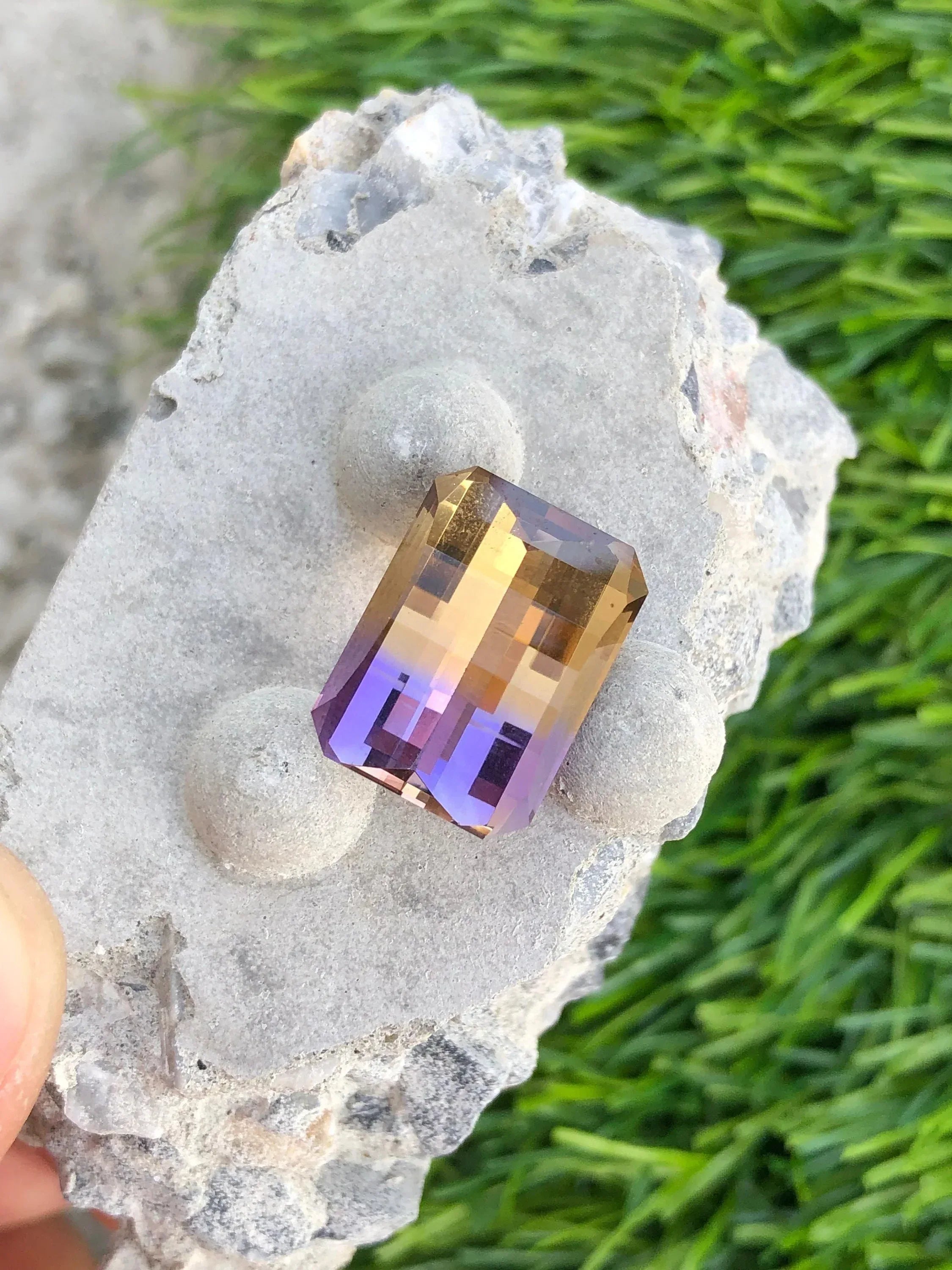 12.30 Carat Bicolor Ametrine Gemstone: Precision Cut from Bolivia - Splendor Gems