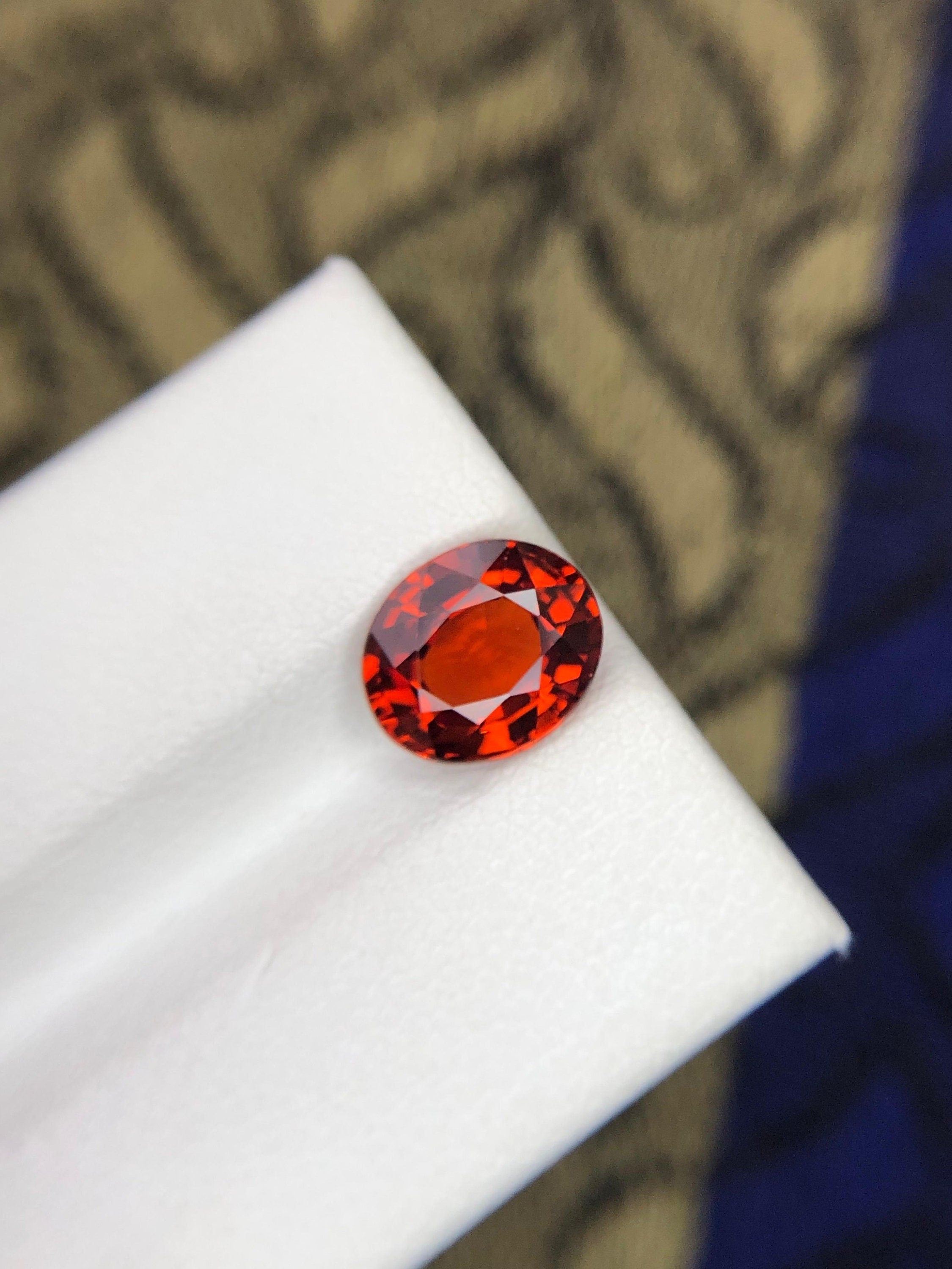 Oval Spessartine Garnet Gemstone: 2.75 ct Warm Red Jewelry Stone