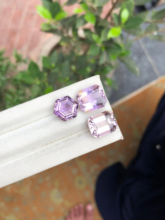 Natural Ametrine Gemstones | Faceted Ametrine | Natural Ametrine Trio | Loose Gemstone for Jewelry Making | 17.50 Carats