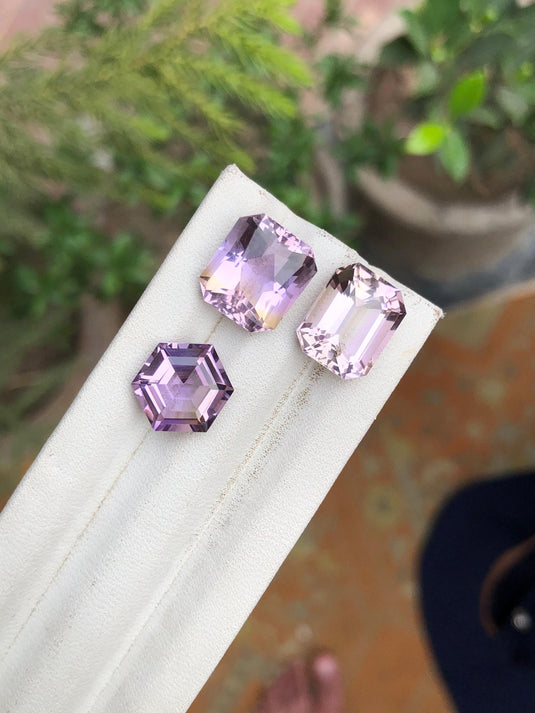 Natural Ametrine Gemstones | Faceted Ametrine | Natural Ametrine Trio | Loose Gemstone for Jewelry Making | 17.50 Carats