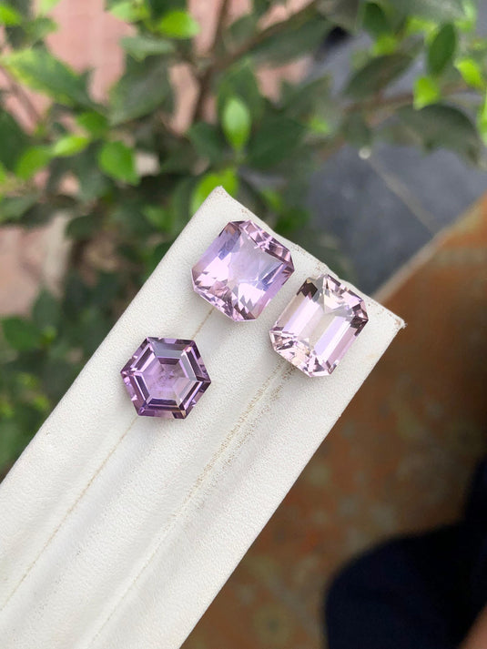 Natural Ametrine Gemstones | Faceted Ametrine | Natural Ametrine Trio | Loose Gemstone for Jewelry Making | 17.50 Carats