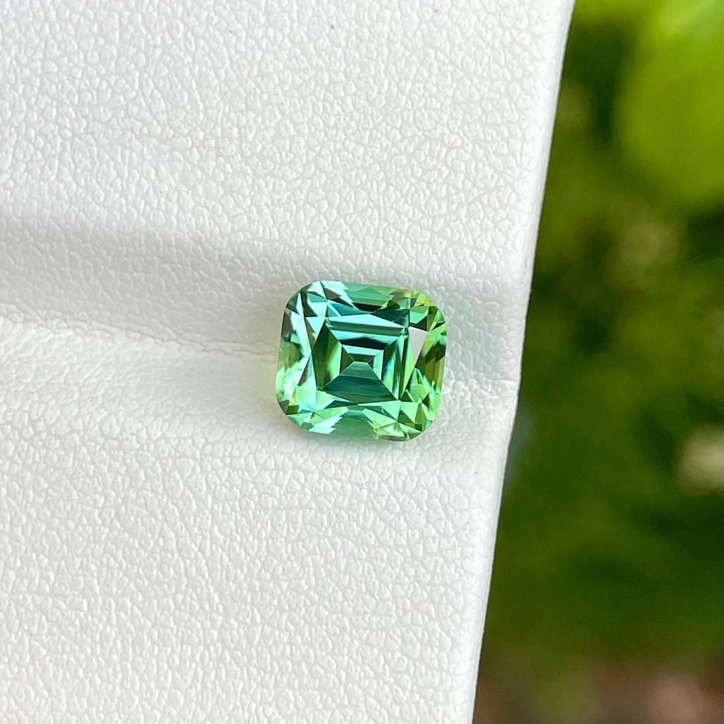 Mint Green Tourmaline Gemstone: 3.40 Carat Cushion Cut