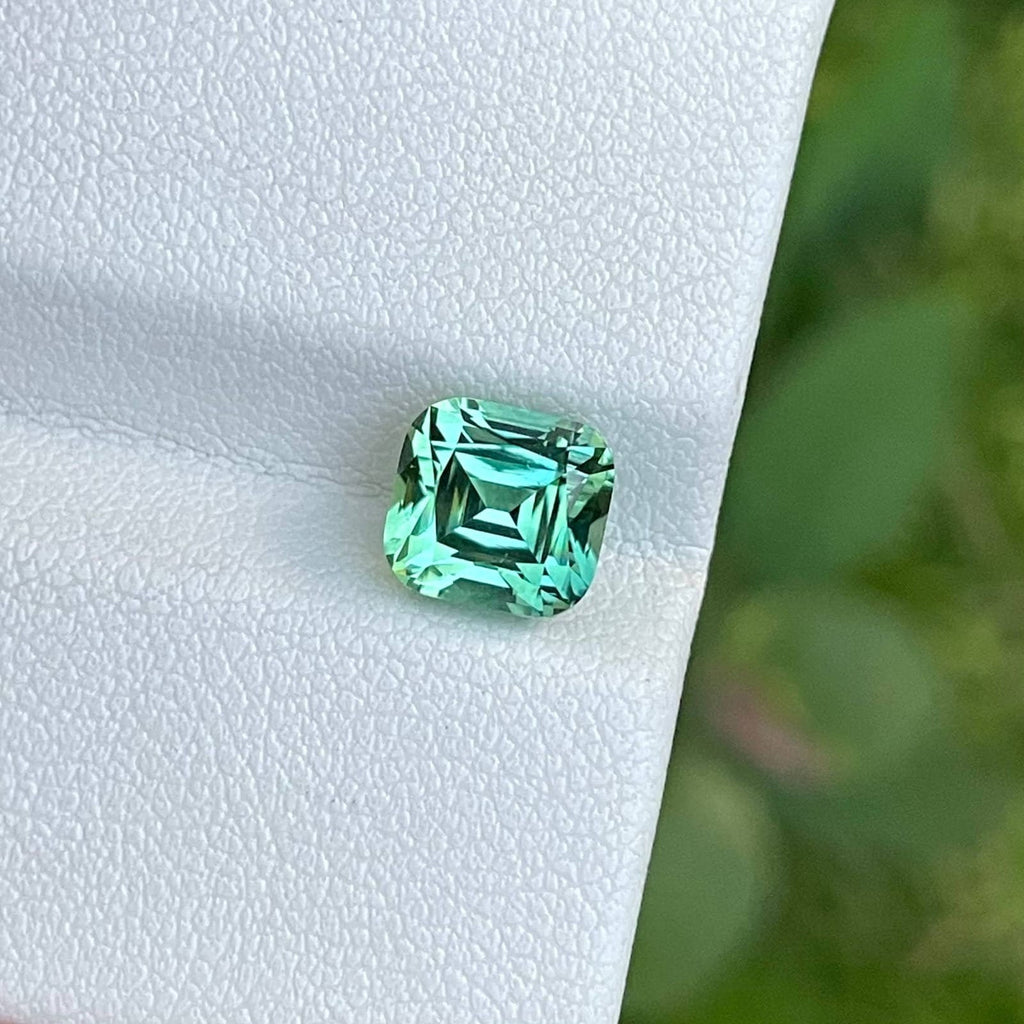 Mint Green Tourmaline Gemstone: 2.55ct Afghan Cushion Cut