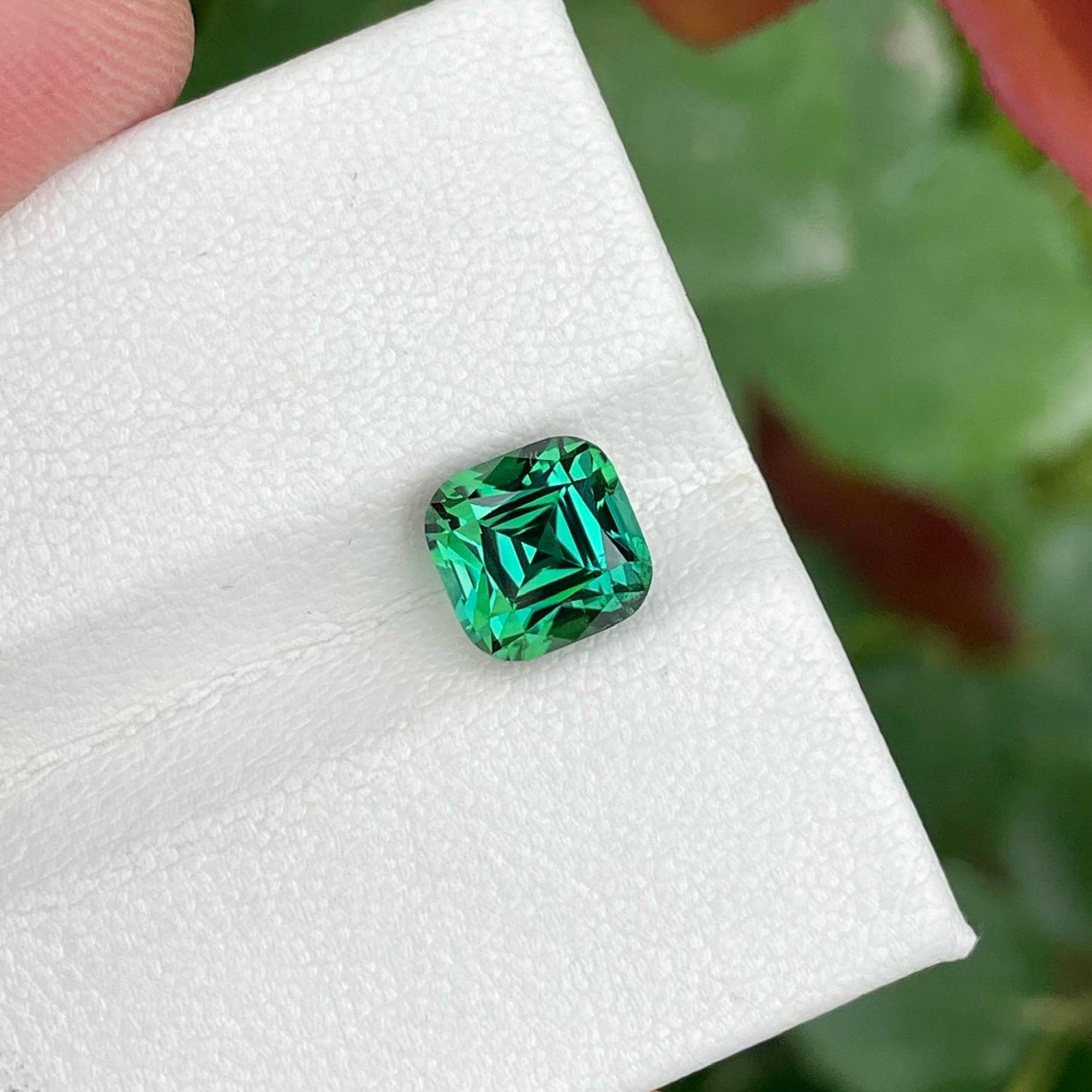 Greenish Blue Tourmaline Gem: 3.25 ct Afghan Cushion Cut Stone Secondary image