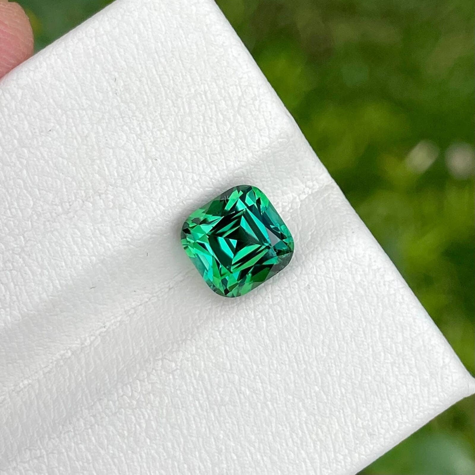 Greenish Blue Tourmaline Gem: 3.25 ct Afghan Cushion Cut Stone Main image