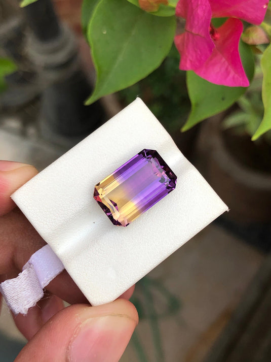 9.40 Carats Ametrine Gemstone for Jewelry Making | Excellent Cut Loupe Clean | 15.8 x 10.2 x 7.5 mm | Bicolor Ametrine | Bolivian Ametrine