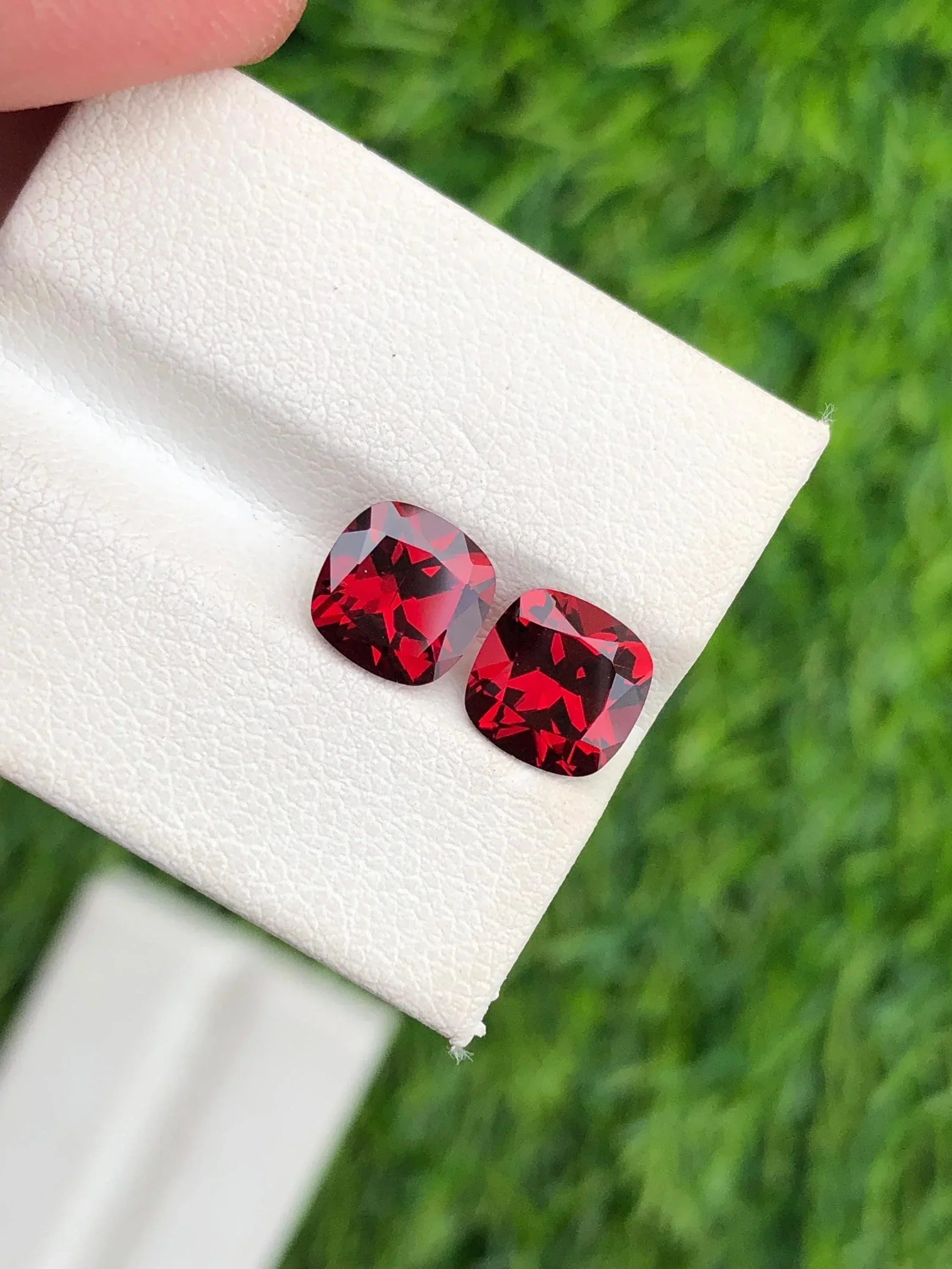AAA Rhodolite Garnet Pair: 3.65 ct, Red Cushion Cut Gemstone - Splendor Gems