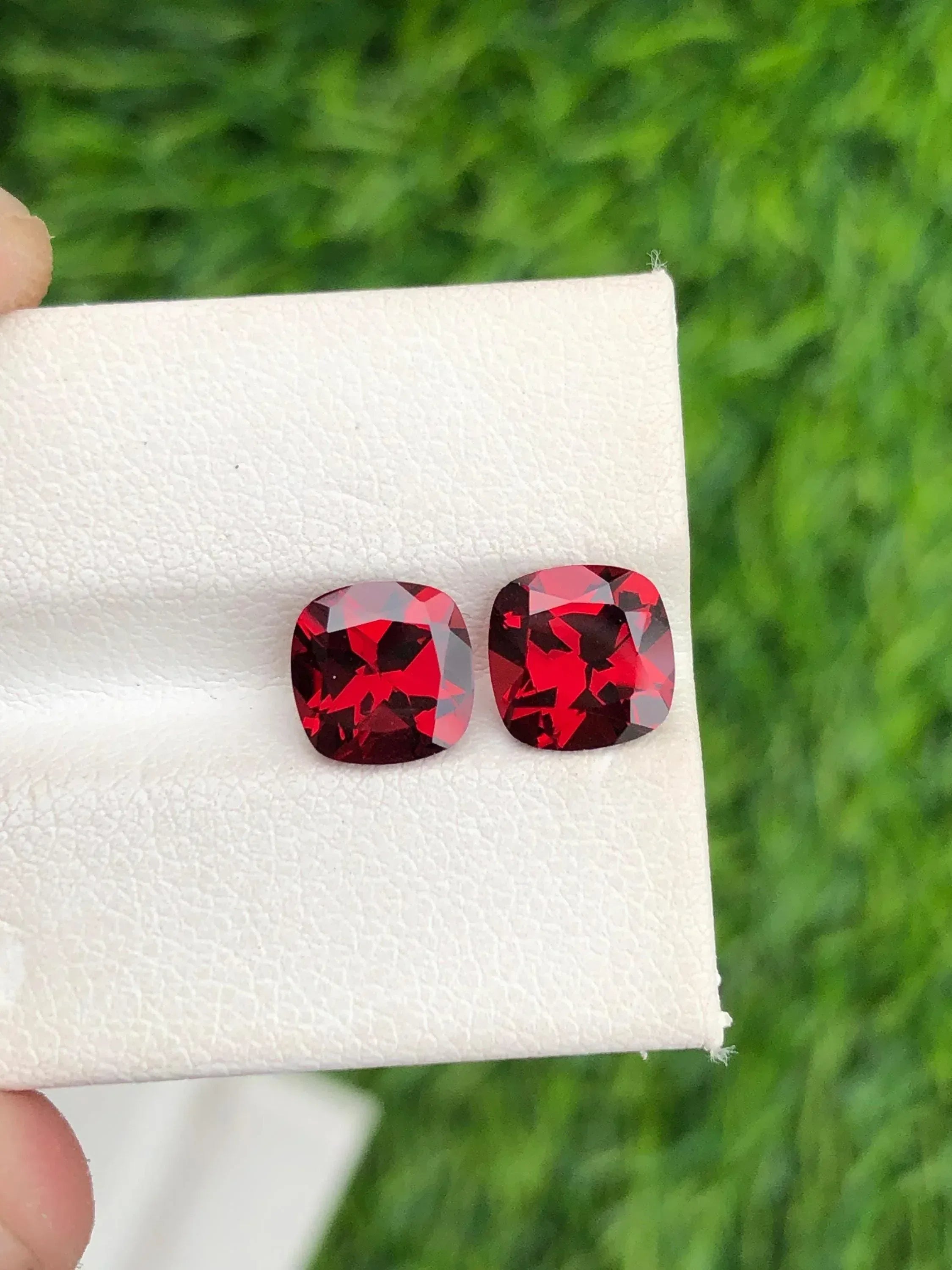 AAA Rhodolite Garnet Pair: 3.65 ct, Red Cushion Cut Gemstone - Splendor Gems