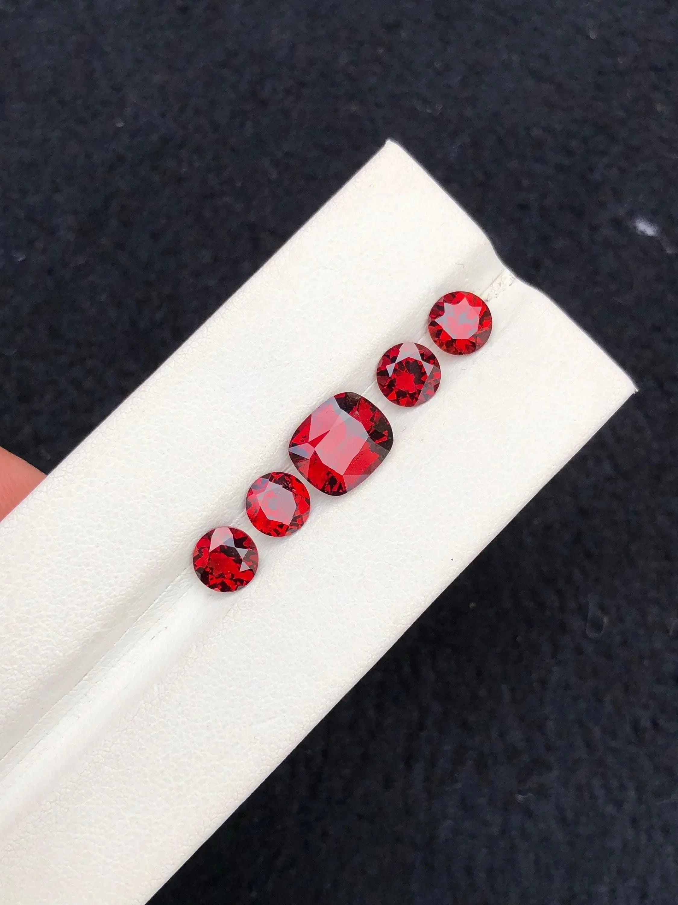Faceted Garnet Set: 7.50 ct Mozambique Ring & Earring Stones - Splendor Gems Main image