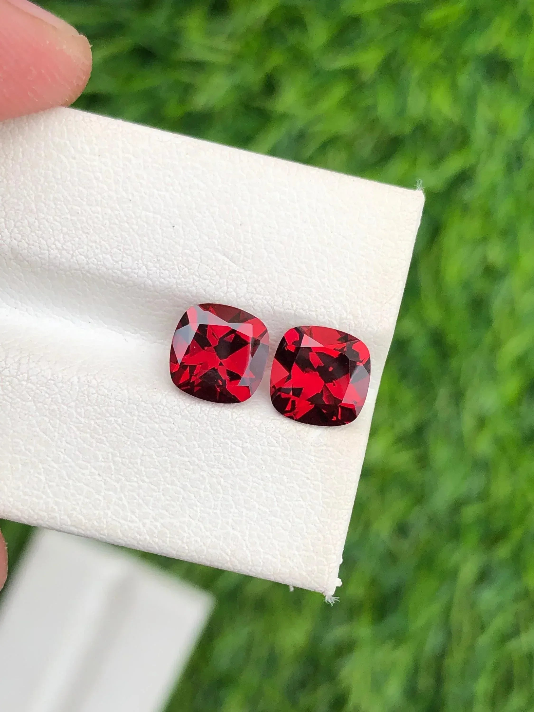 AAA Rhodolite Garnet Pair: 3.65 ct, Red Cushion Cut Gemstone - Splendor Gems
