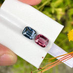 Tanzanian Spinel Gemstone Pair: 4.96 Carat Step Cushion Cut, Loupe Clean