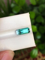 Tron Blue Tourmaline Gemstone: 2 Carat Emerald Cut Loose Stone