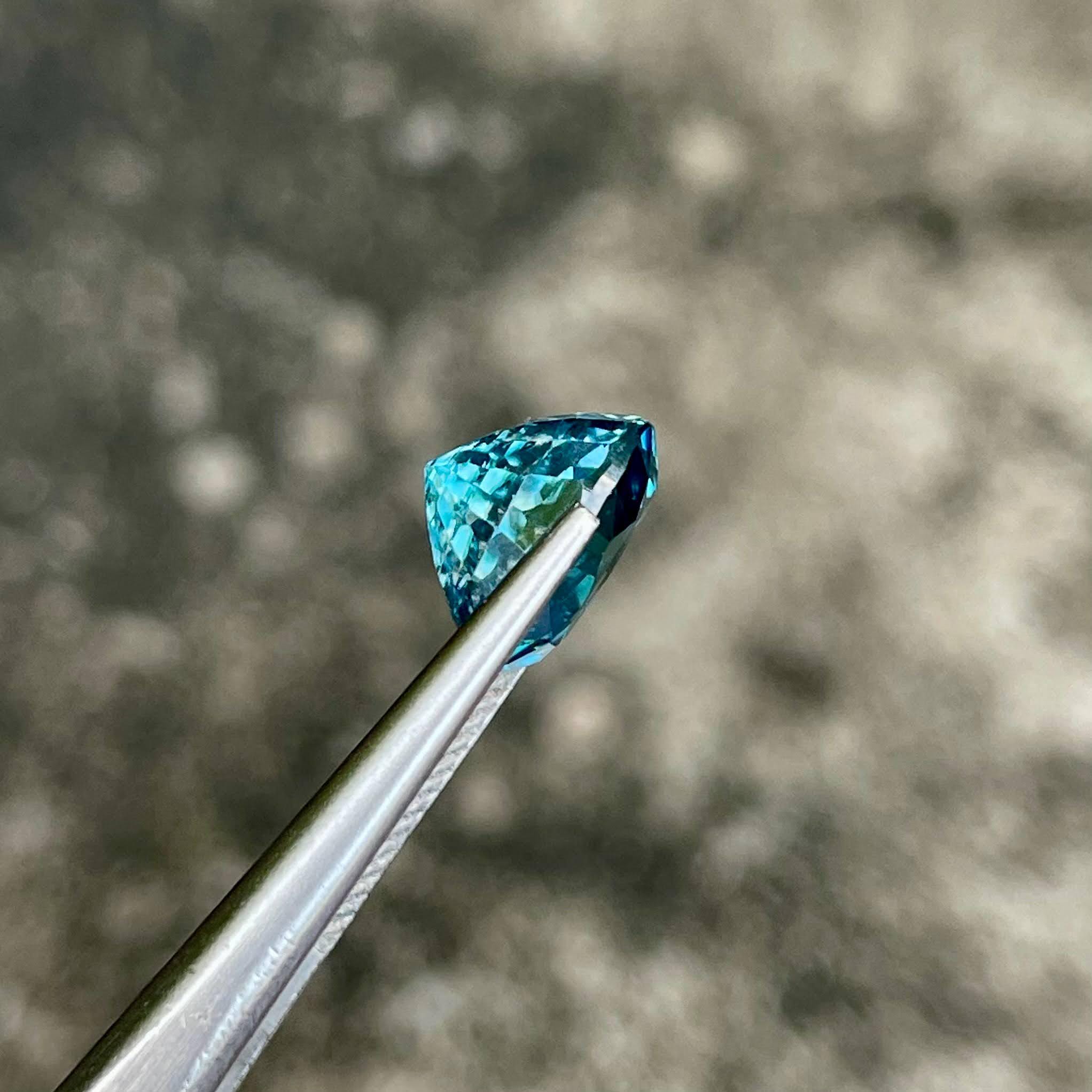 Neon Blue Zircon Gemstone: 5.40 ct, Faceted VVS Cambodia Zircon
