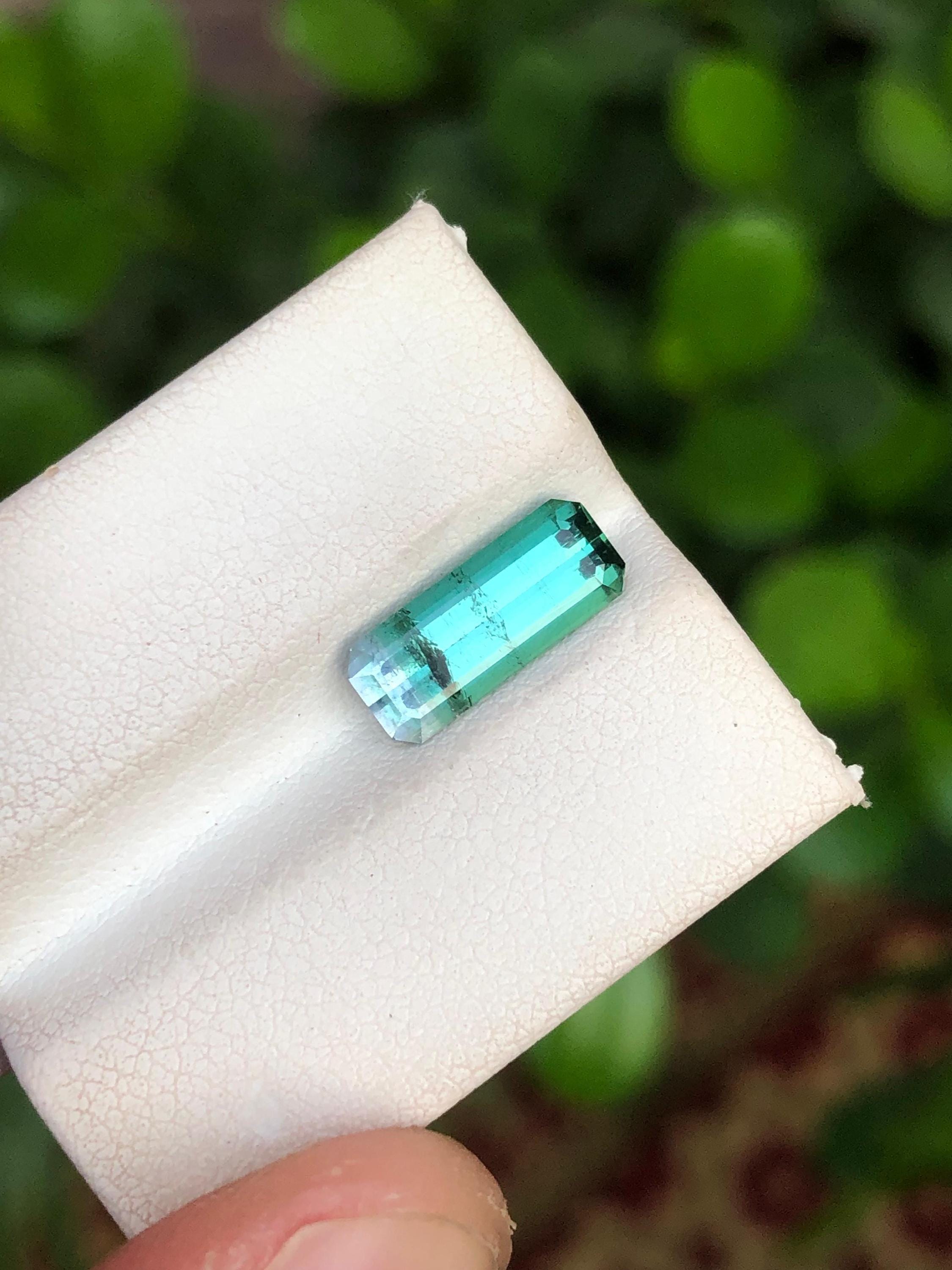 Tron Blue Tourmaline Gemstone: 2 Carat Emerald Cut Loose Stone Secondary image