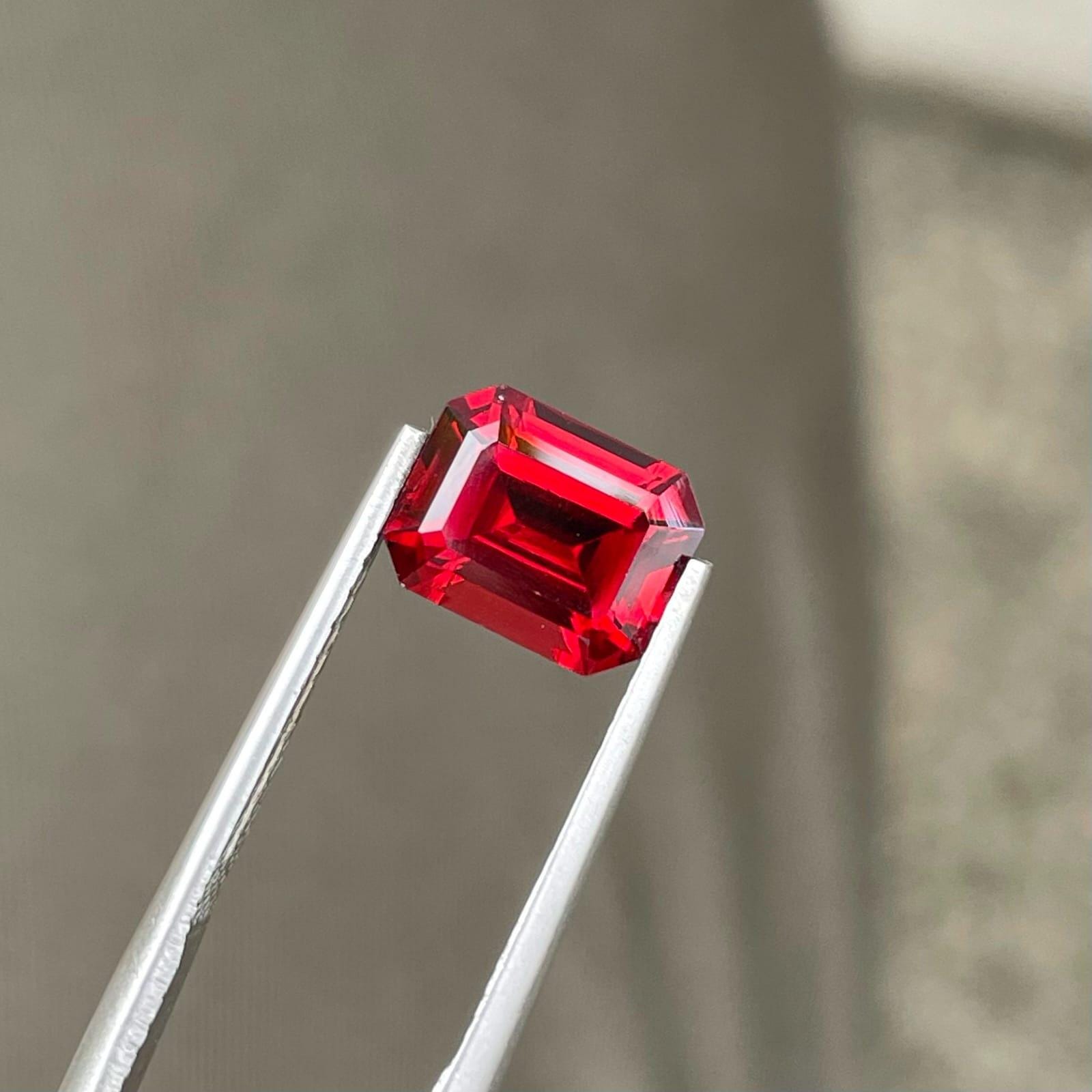 Rosso Corsa Red Garnet Gemstone: Emerald Cut Loose Stone, 3.35 Carats