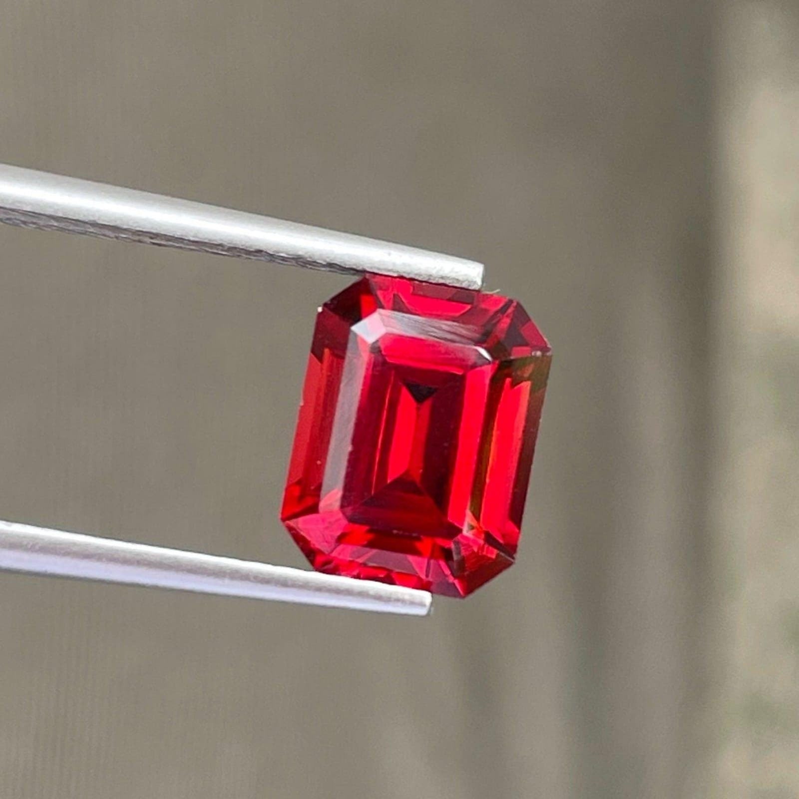 Rosso Corsa Red Garnet Gemstone: Emerald Cut Loose Stone, 3.35 Carats