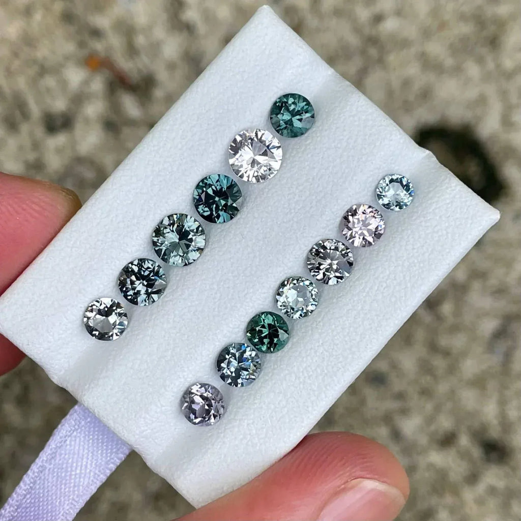 5.69 Carat Gray Spinel Gemstone Lot: 13 Round Cut Natural Stones - Splendor Gems
