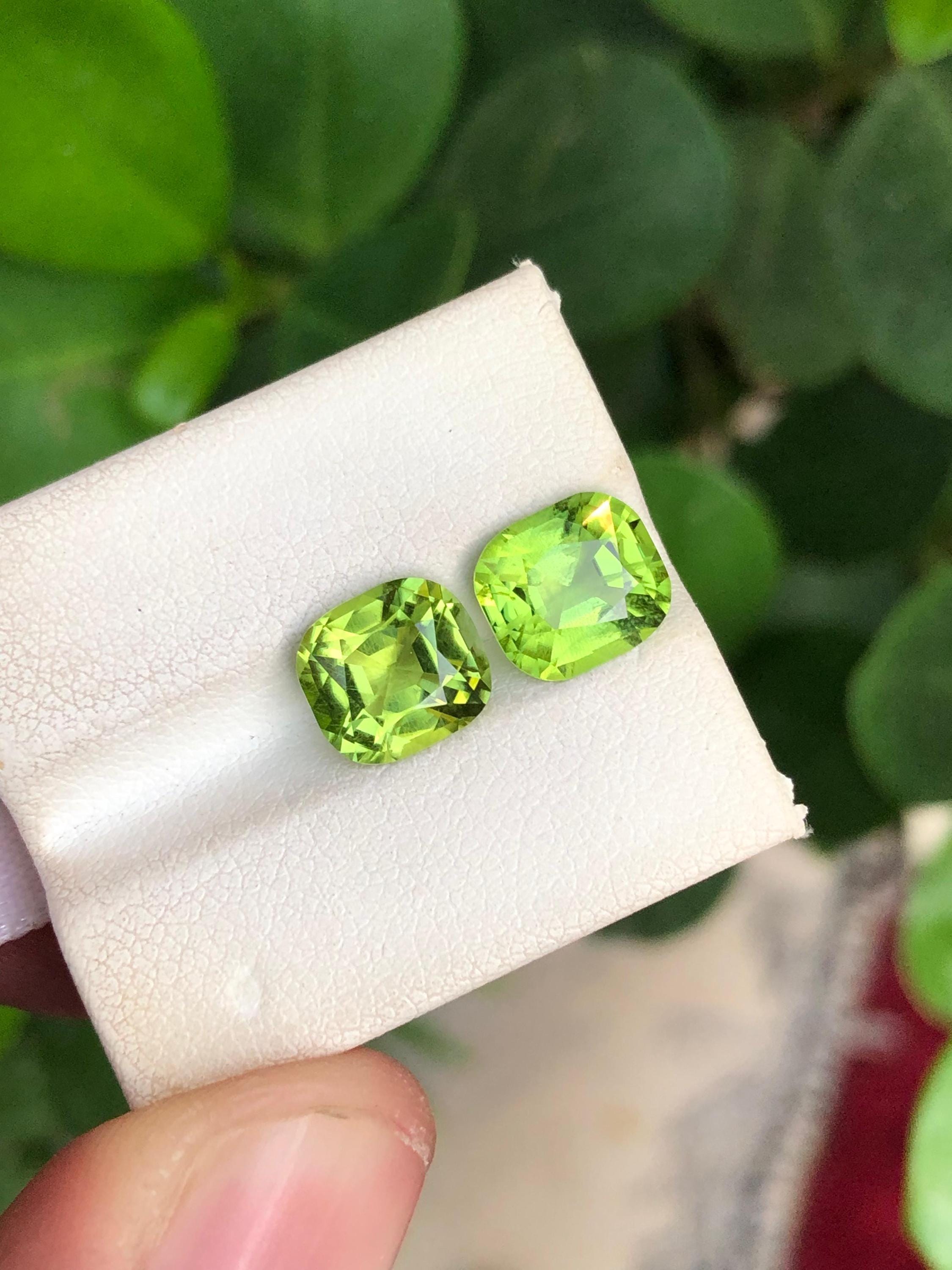 Natural Green Peridot Gemstone Pair: Pakistan Origin, 4.95 Carats
