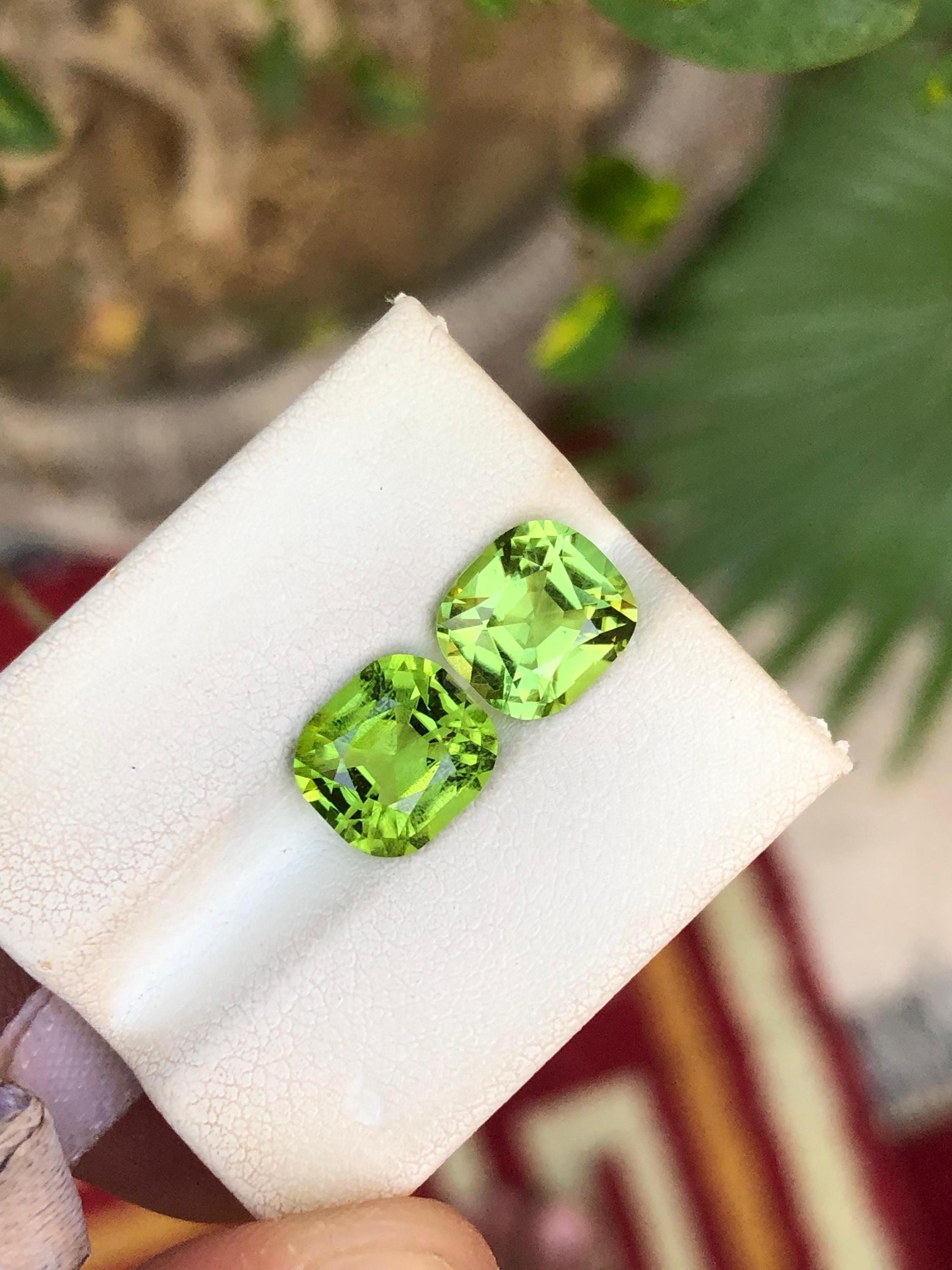 Natural Green Peridot Gemstone Pair: Pakistan Origin, 4.95 Carats