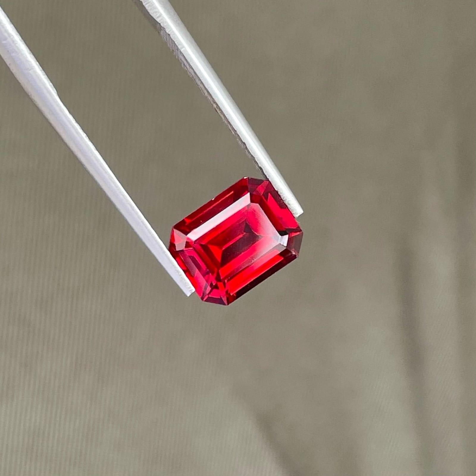 Rosso Corsa Red Garnet Gemstone: Emerald Cut Loose Stone, 3.35 Carats