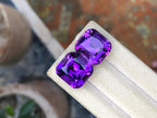 Natural Brazilian Amethyst Pair: 21.95 Carat Cushion Cut Gemstones