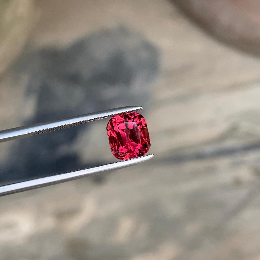 Hot Pink Garnet Gemstone: 2.25 ct Faceted Cushion Cut
