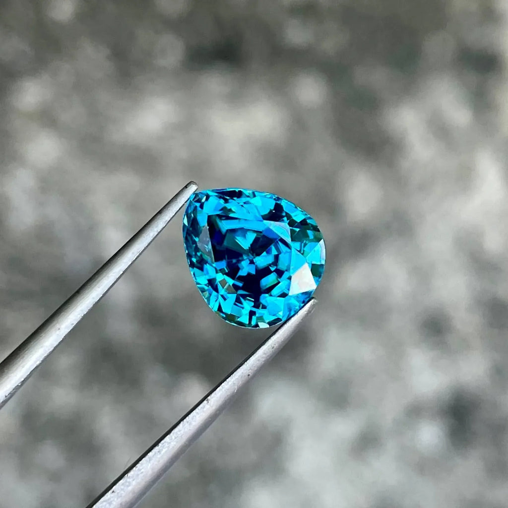 Cambodia Blue Zircon Gemstone: 4.61 CTS Pear Shape, VVS Clarity - Splendor Gems