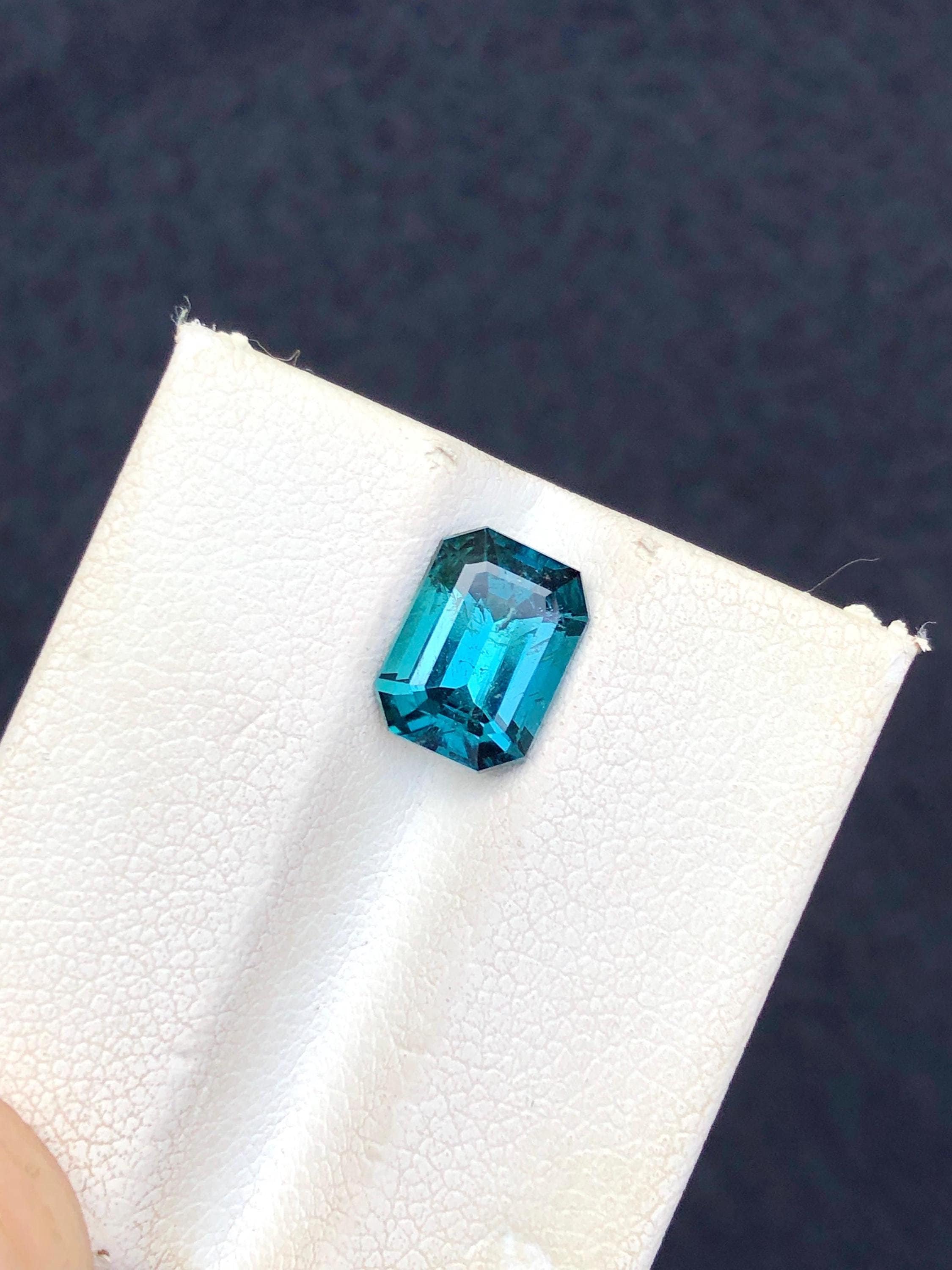 Teal Blue Tourmaline: Emerald Cut Loose Gemstone (1.90 CTS) Main image