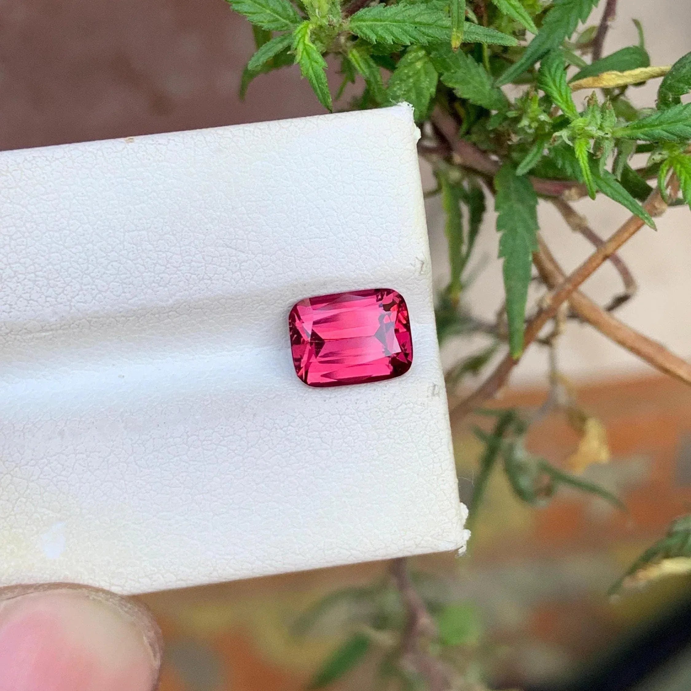 2.15 CTS Pinkish Red Garnet: Emerald Cut Loose Gemstone Secondary image