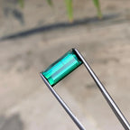 Faceted Bluish Green Tourmaline: 3.55 ct Baguette Cut Gemstone - Splendor Gems