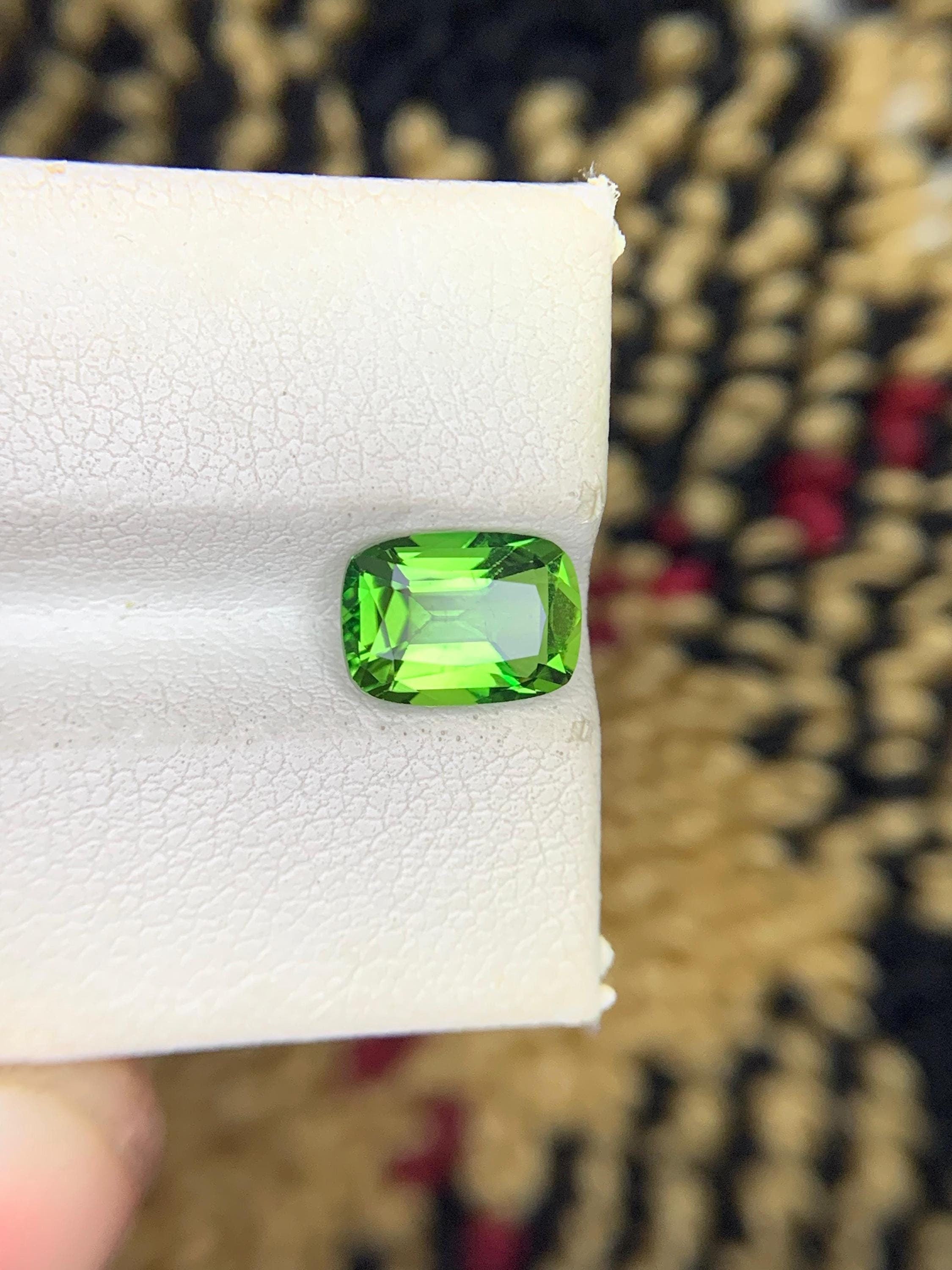 Natural Green Tourmaline Gemstone: Faceted Cushion Cut, 1.60 CTS Secondary image