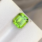 Natural Green Peridot Stone: 2 CT Faceted Asscher Cut, Pakistan