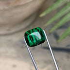 Deep Green Tourmaline: 11.70 ct Cushion Cut Gemstone from Afghanistan - Splendor Gems