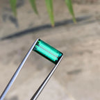 Faceted Bluish Green Tourmaline: 3.55 ct Baguette Cut Gemstone - Splendor Gems
