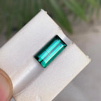 Faceted Bluish Green Tourmaline: 3.55 ct Baguette Cut Gemstone - Splendor Gems