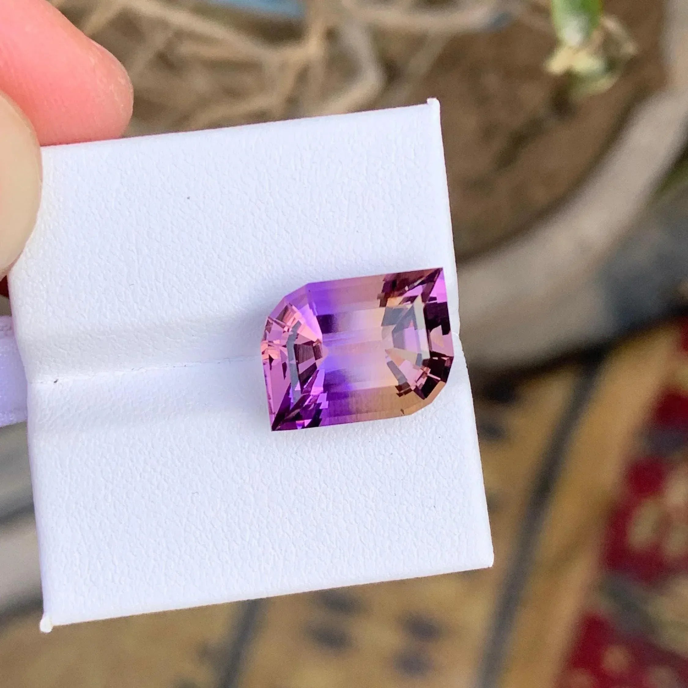 Brazilian Bicolor Ametrine Gemstone: 8.35 Carat Precision Cut - Splendor Gems